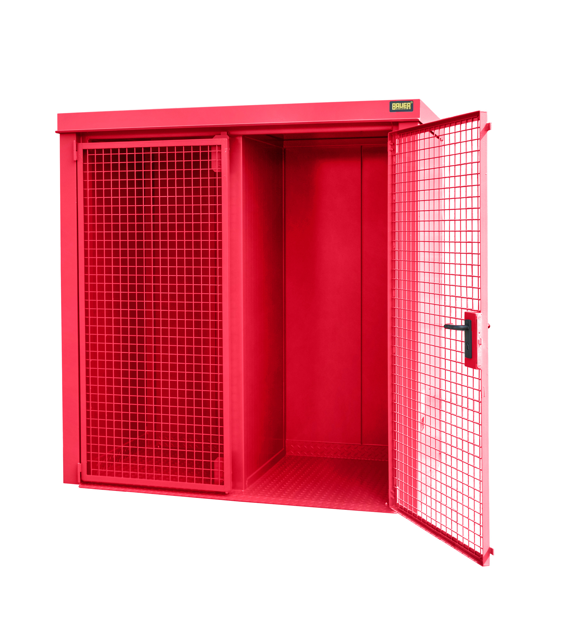 Gasflaschen-Lagerung  Gasflaschen-Container GFC-B/W M1, für 26 Gasflaschen, lackiert, RAL 3000 Feuerrot