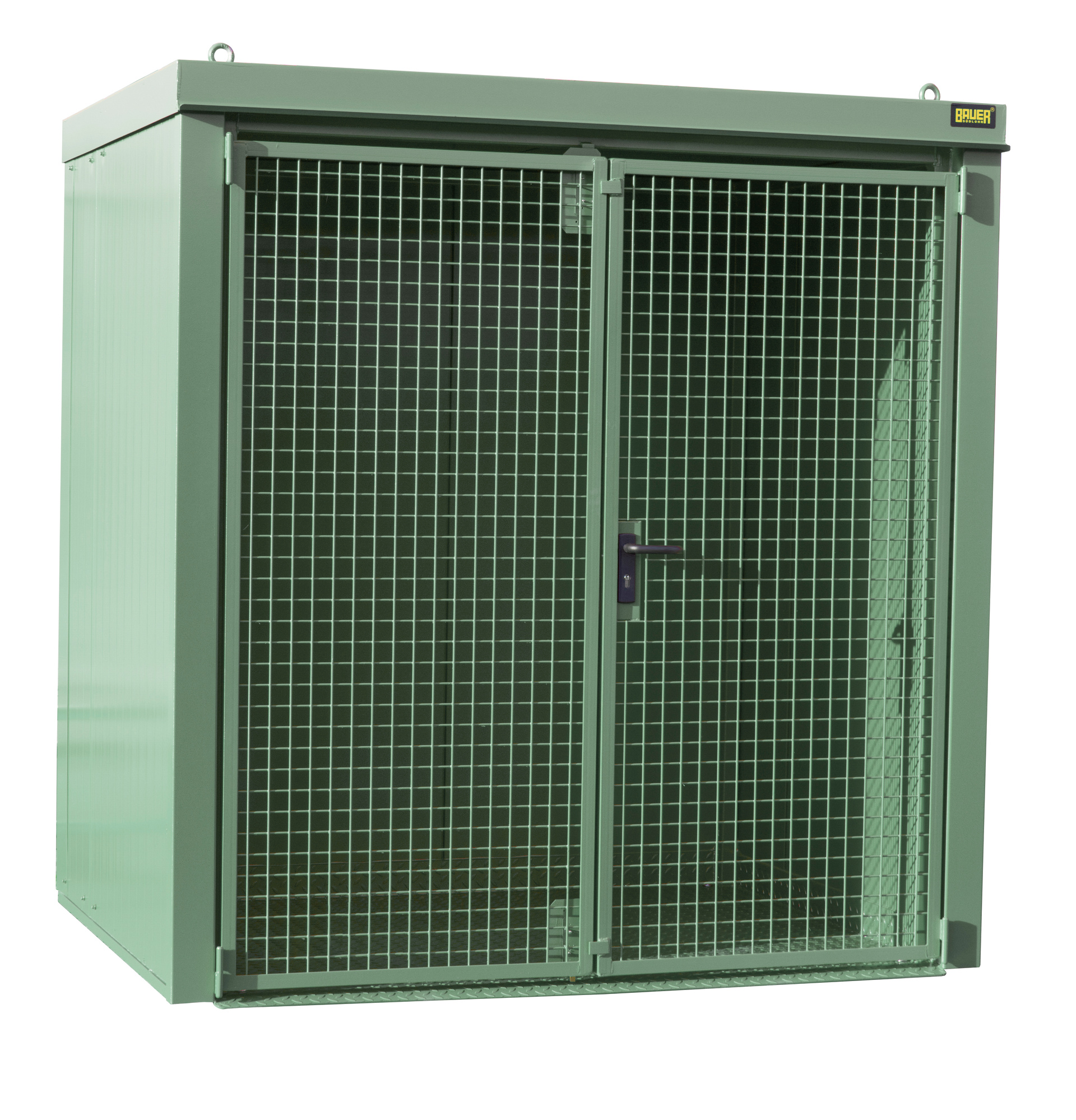 1 - Gasflaschen-Lagerung  Gasflaschen-Container GFC-B M2, für 40 Gasflaschen, lackiert, RAL 6011 Resedagrün