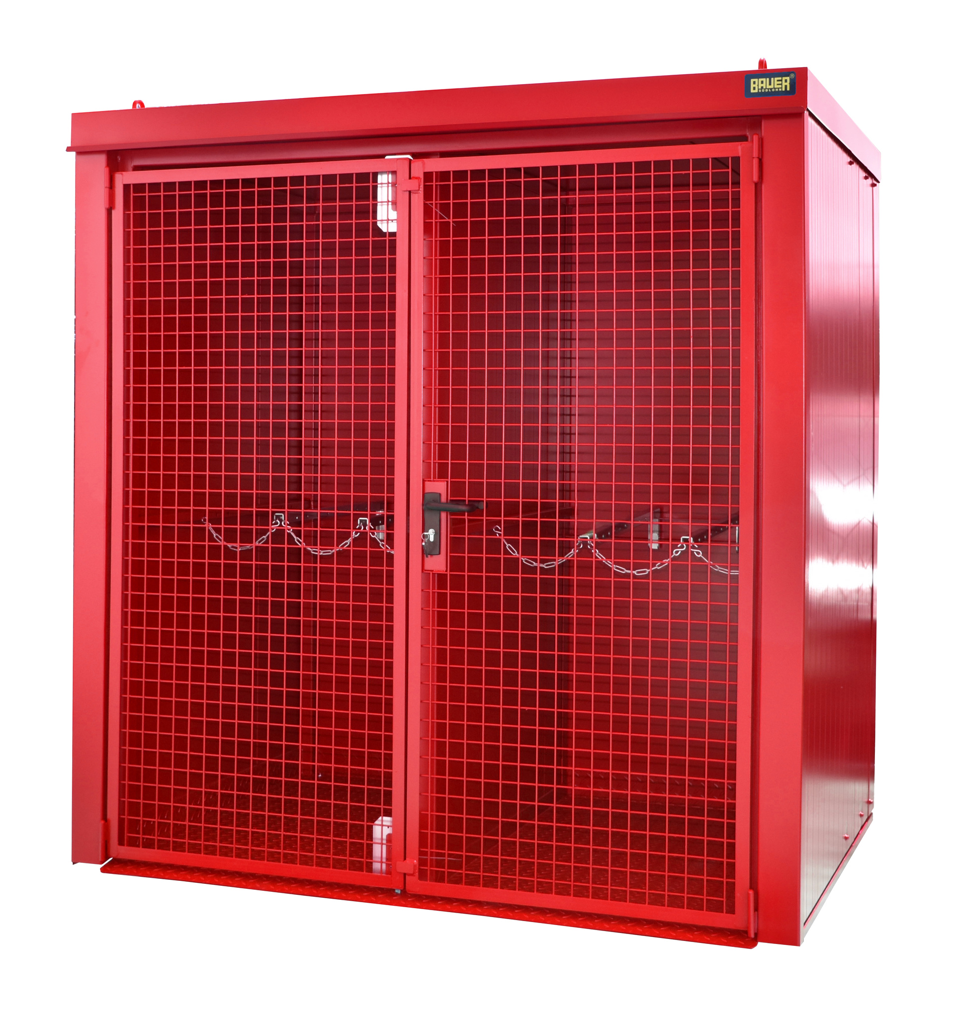 1 - Gasflaschen-Lagerung Gasflaschen-Container GFC-B/W M2, für 35 Gasflaschen, lackiert, RAL 3000 Feuerrot