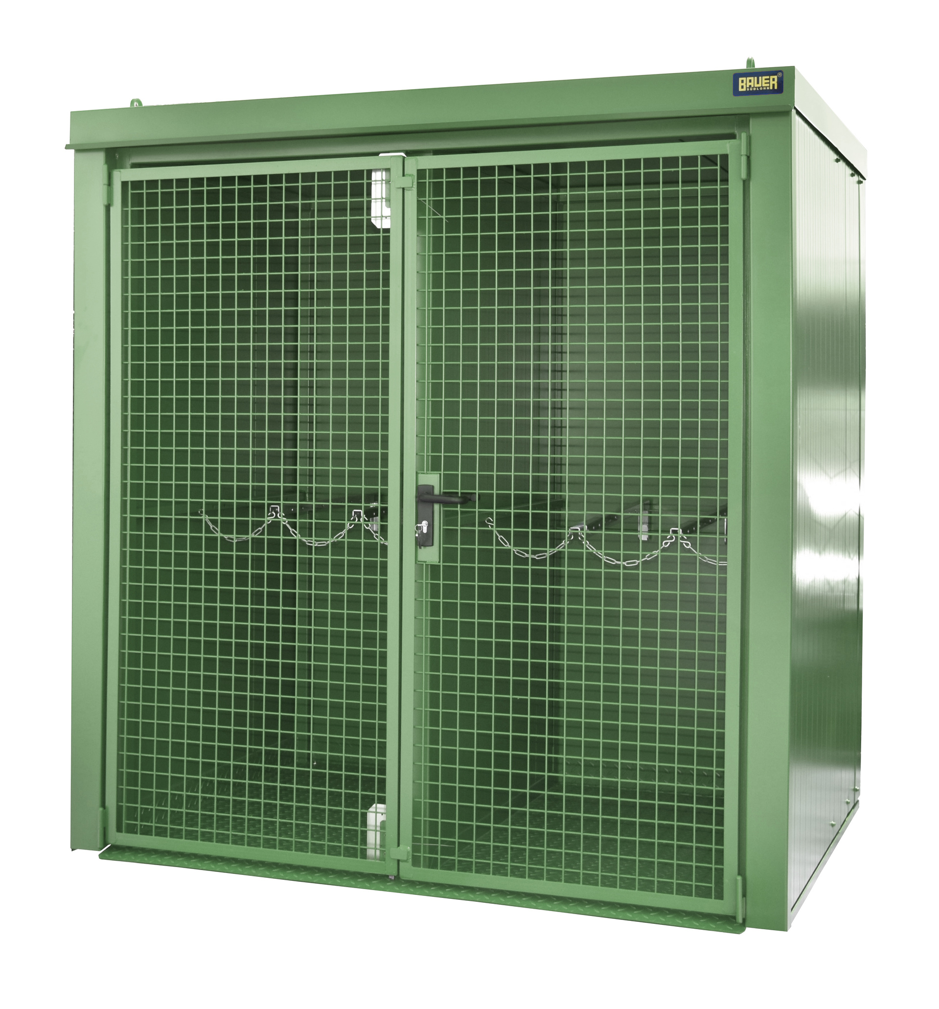 1 - Gasflaschen-Lagerung Gasflaschen-Container GFC-B/W M2, für 35 Gasflaschen, lackiert, RAL 6011 Resedagrün
