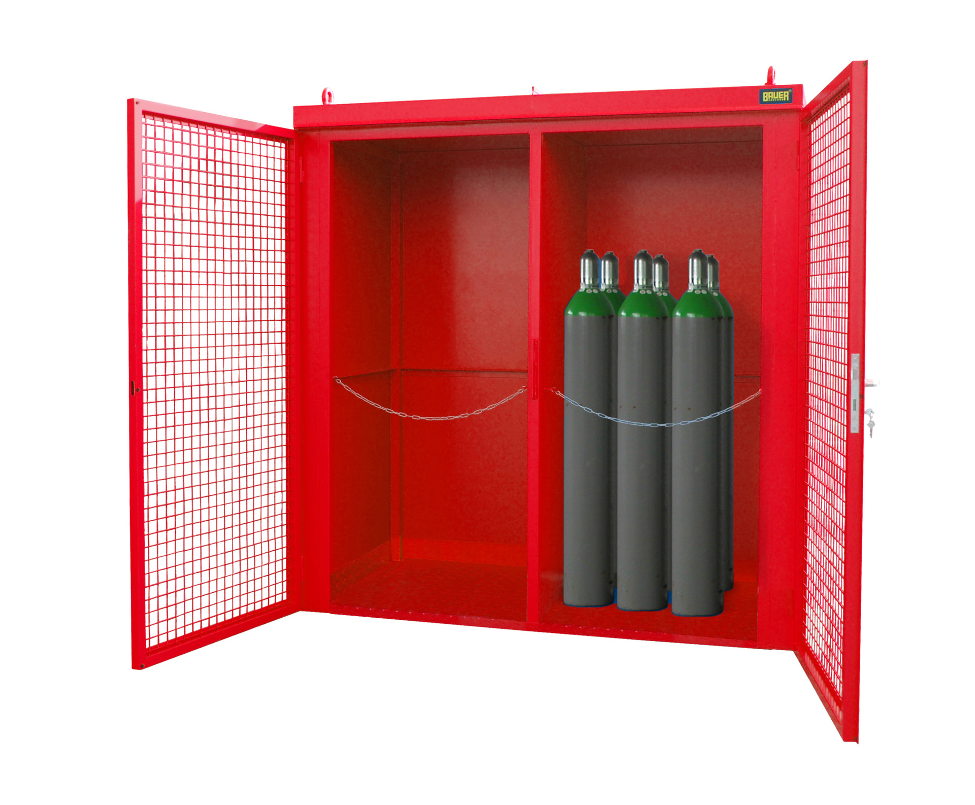 1 - Gasflaschen-Lagerung  Gasflaschen-Container GFC-B/W M3, für 42 Gasflaschen, lackiert, RAL 3000 Feuerrot