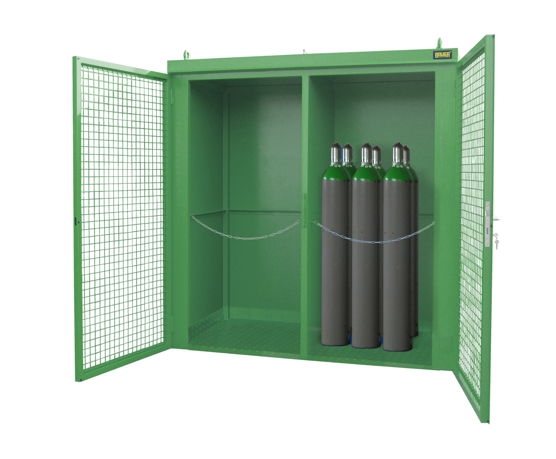 1 - Gasflaschen-Lagerung  Gasflaschen-Container GFC-B/W M3, für 42 Gasflaschen, lackiert, RAL 6011 Resedagrün