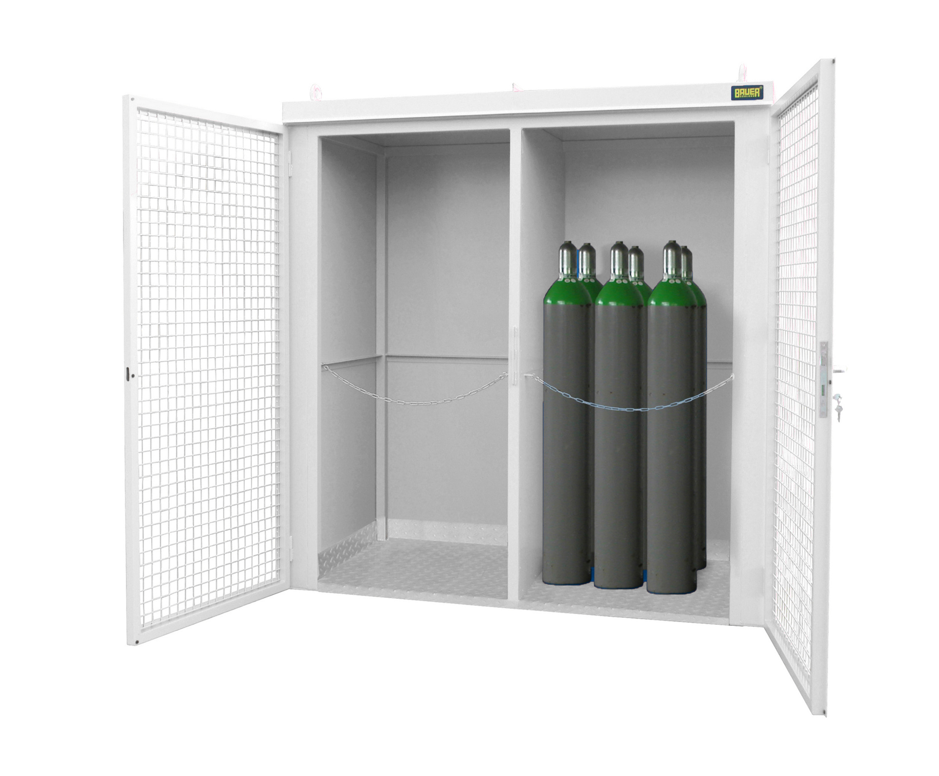1 - Gasflaschen-Lagerung Gasflaschen-Container GFC-B/W M3, für 42 Gasflaschen, lackiert, RAL 9002 Grauweiß