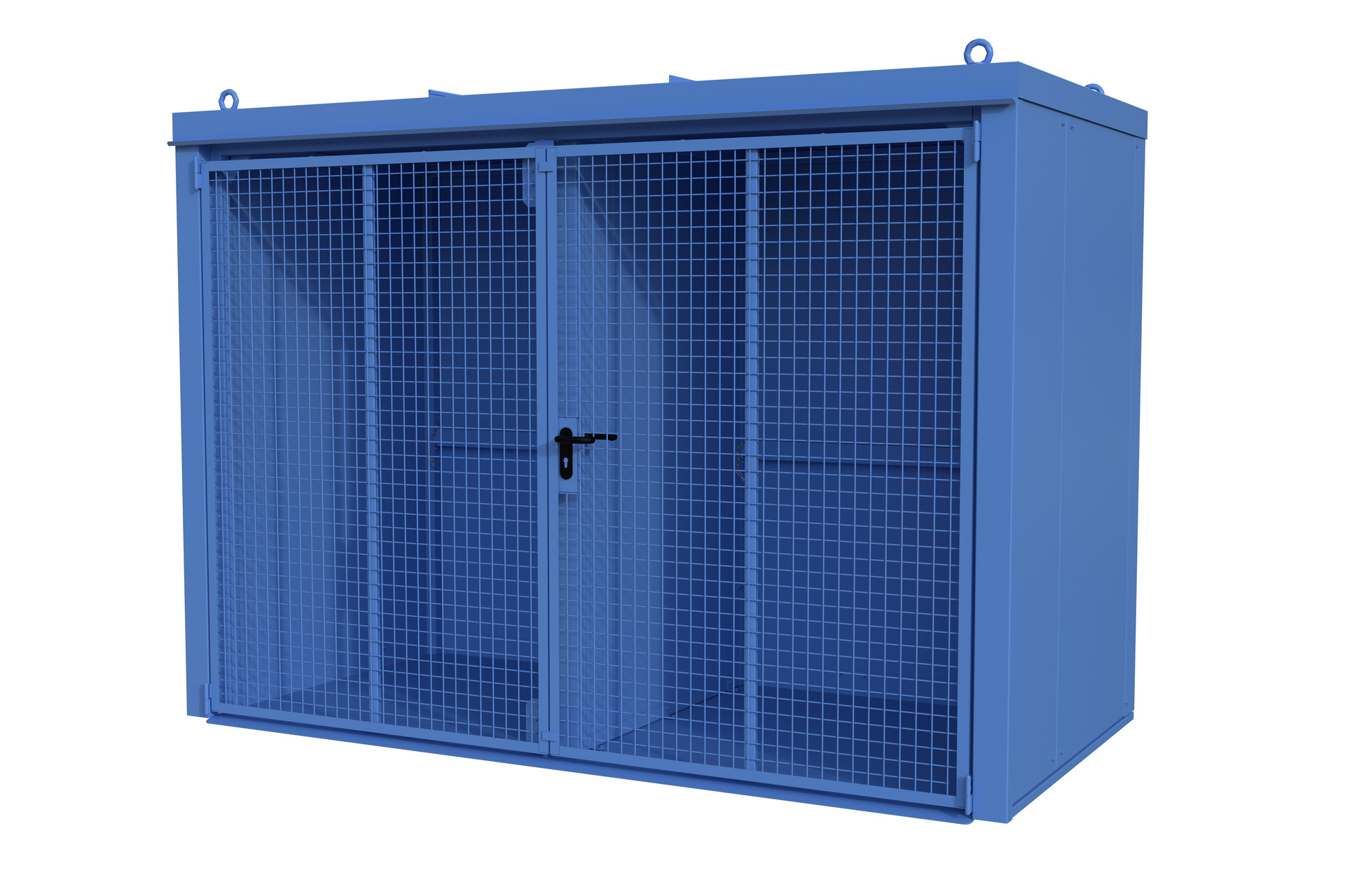 1 - Gasflaschen-Lagerung  Gasflaschen-Container GFC-B/W M4, für 60 Gasflaschen, lackiert, RAL 5012 Lichtblau
