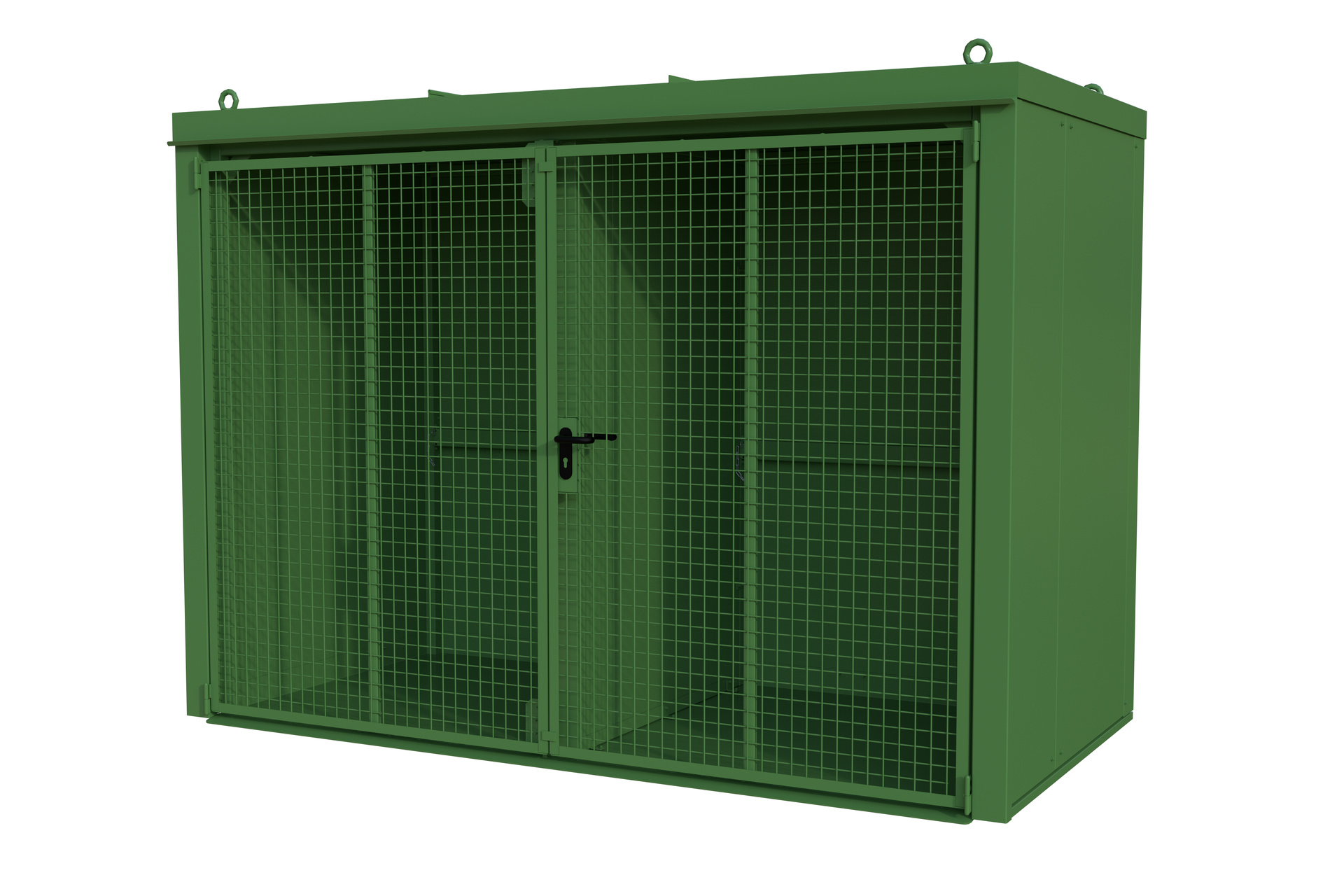 1 - Gasflaschen-Lagerung  Gasflaschen-Container GFC-B/W M4, für 60 Gasflaschen, lackiert, RAL 6011 Resedagrün