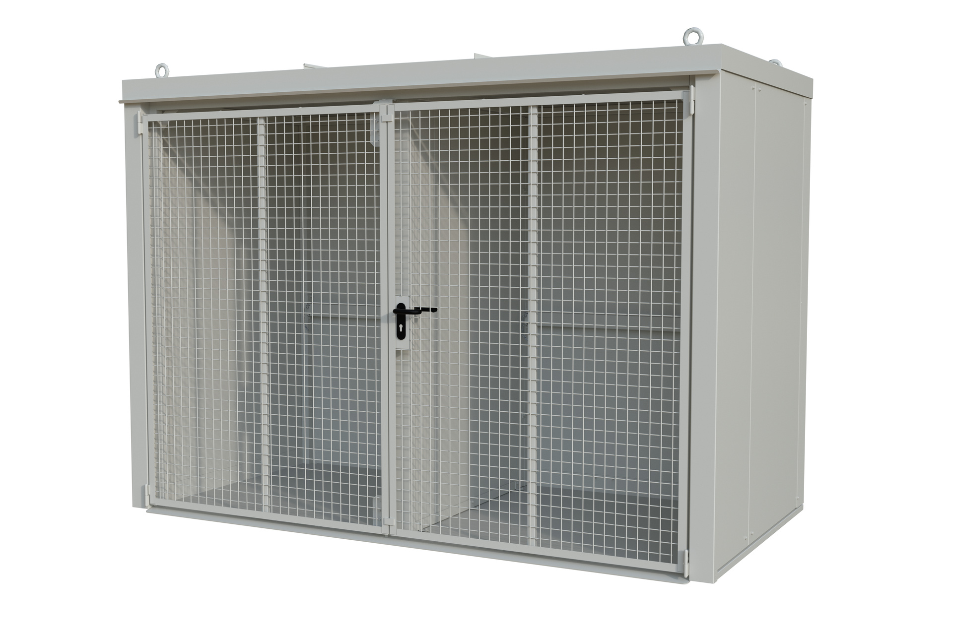 1 - Gasflaschen-Lagerung Gasflaschen-Container GFC-B/W M4, für 60 Gasflaschen, lackiert, RAL 9002 Grauweiß