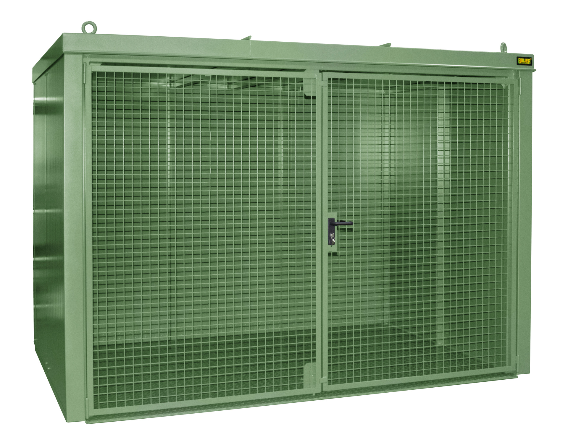 1 - Gasflaschen-Lagerung Gasflaschen-Container GFC-B M5, für 95 Gasflaschen, lackiert, RAL 6011 Resedagrün