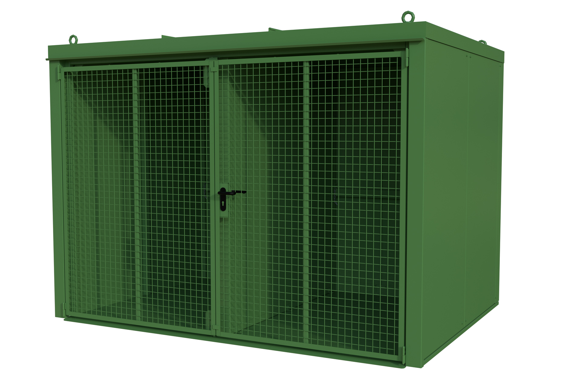 1 - Gasflaschen-Lagerung  Gasflaschen-Container GFC-B/W M5, für 94 Gasflaschen, lackiert, RAL 6011 Resedagrün