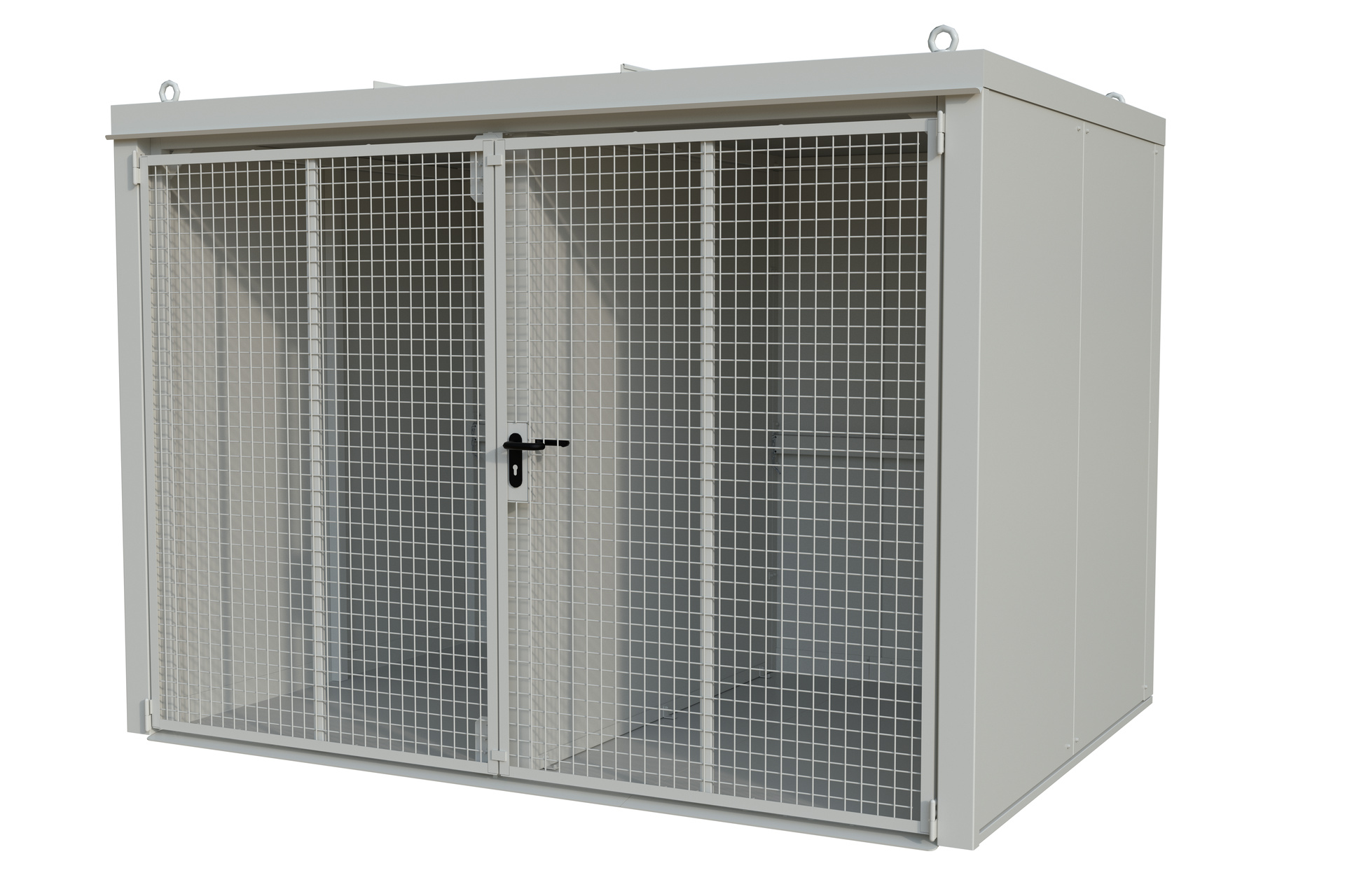 1 - Gasflaschen-Lagerung  Gasflaschen-Container GFC-B/W M5, für 94 Gasflaschen, lackiert, RAL 9002 Grauweiß