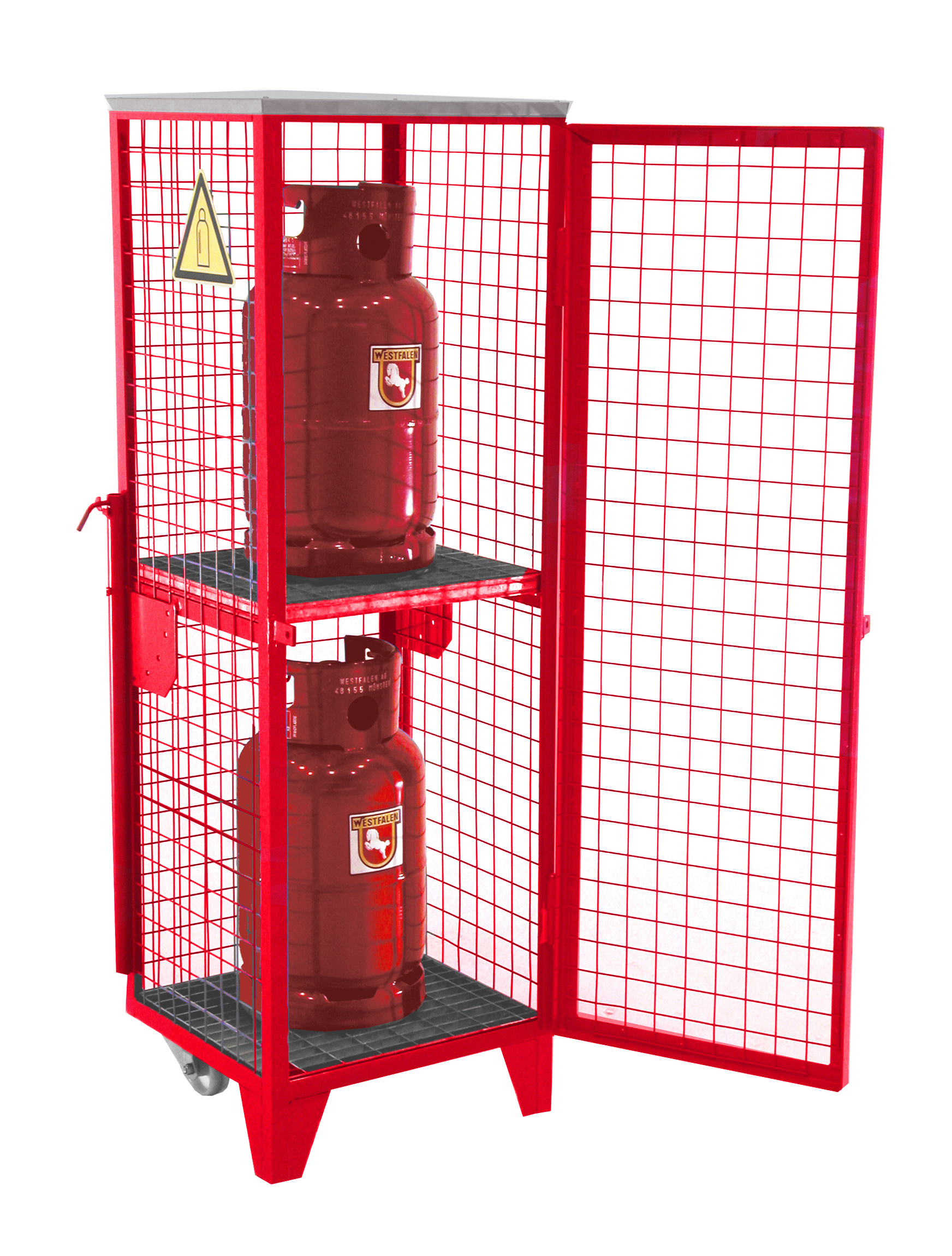 1 - Gasflaschen-Lagerung Gasflaschen-Depot GFD-R 2, lackiert, RAL 3000 Feuerrot