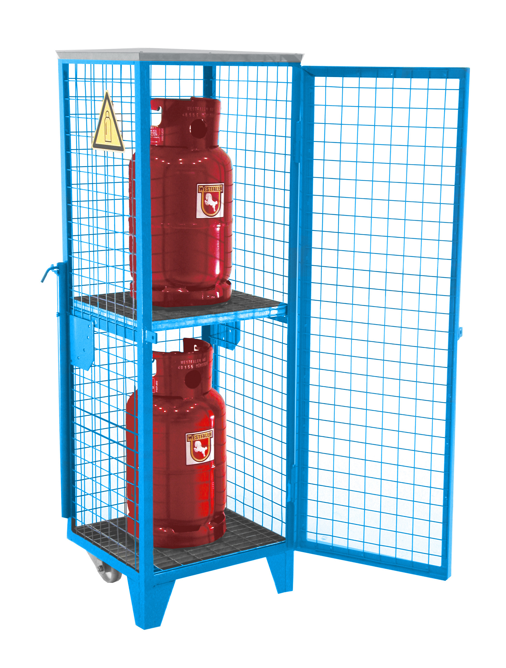 1 - Gasflaschen-Lagerung Gasflaschen-Depot GFD-R 2, lackiert, RAL 5012 Lichtblau