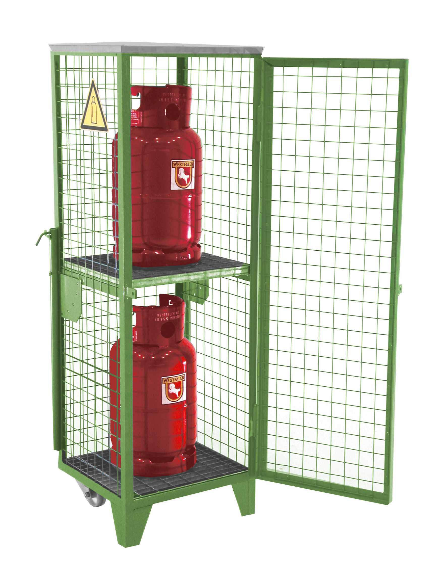 1 - Gasflaschen-Lagerung  Gasflaschen-Depot GFD-R 2, lackiert, RAL 6011 Resedagrün