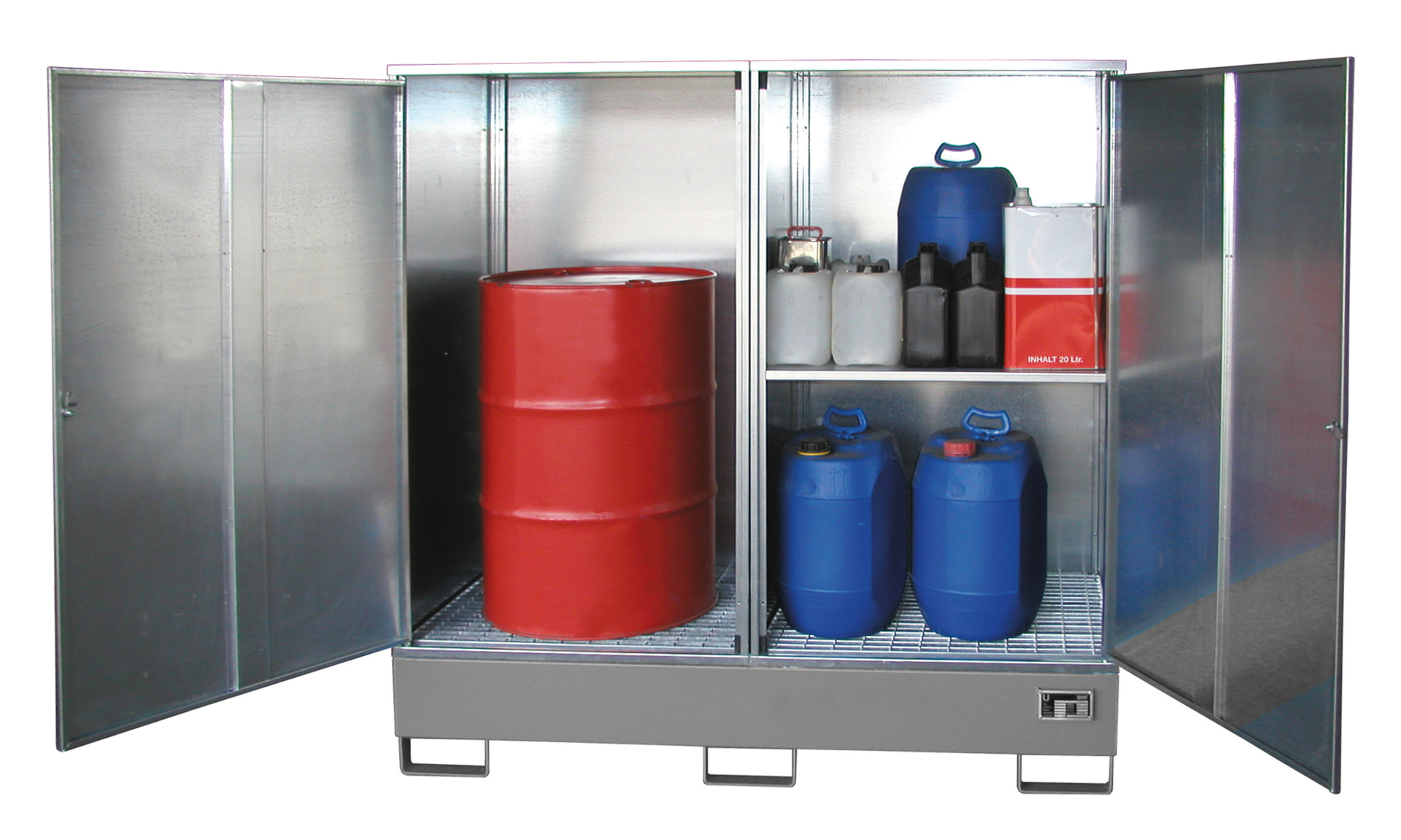 1 - Gefahrstoff-Depots Gefahrstoff-Schrank GS-2, 208 l, lackiert, RAL 7005 Mausgrau