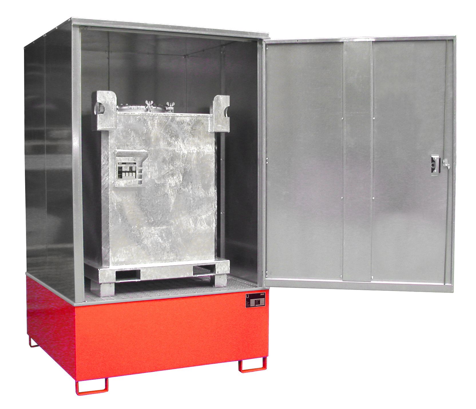 1 - Gefahrstoff-Depots  Gefahrstoff-Schrank GS-4, 1.000 l, lackiert, RAL 3000 Feuerrot
