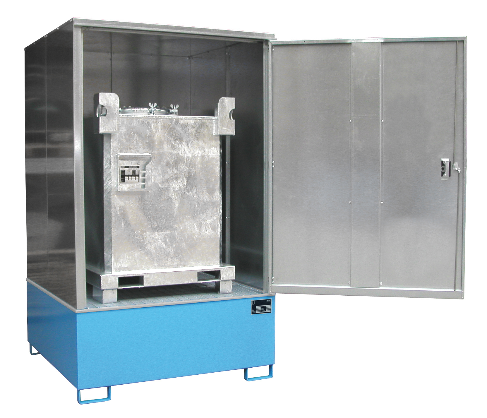 1 - Gefahrstoff-Depots Gefahrstoff-Schrank GS-4, 1.000 l, lackiert, RAL 5012 Lichtblau