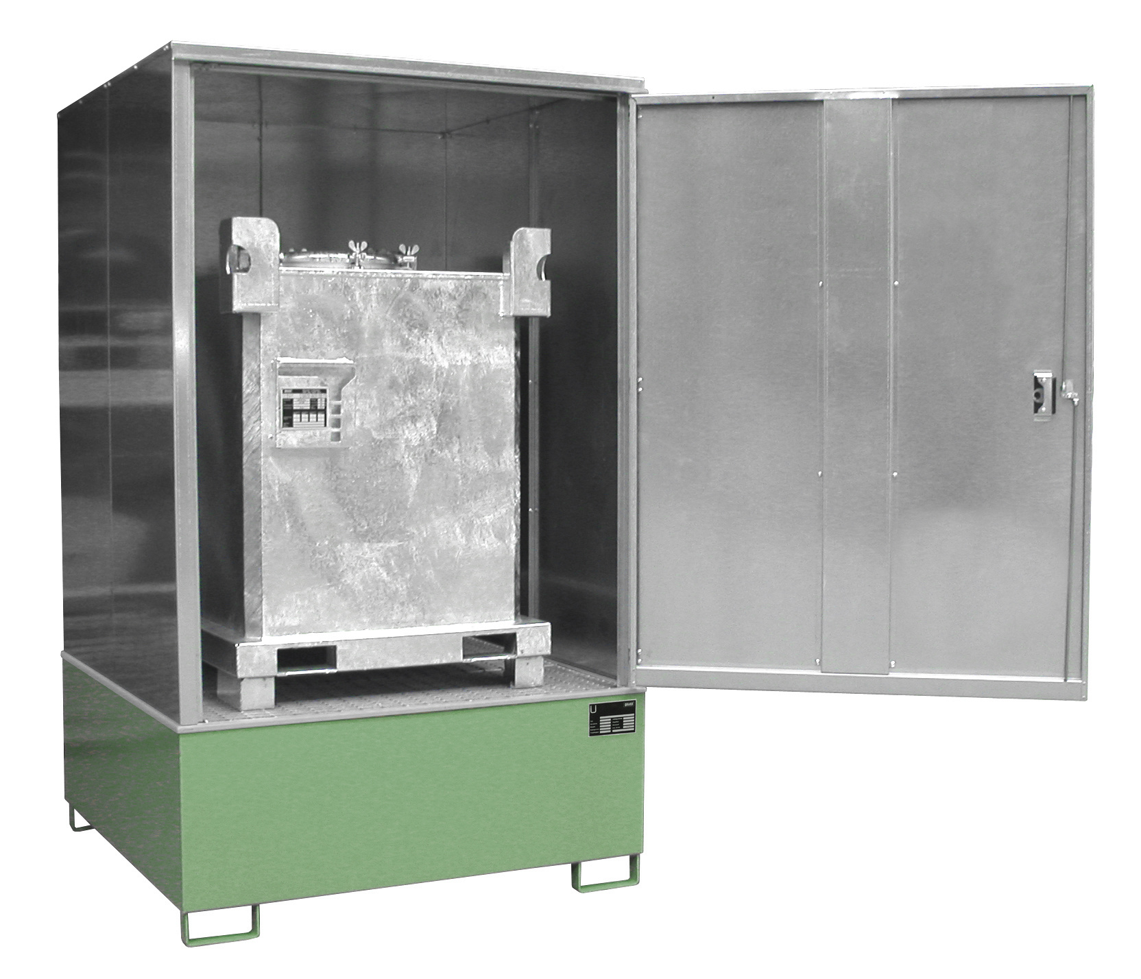 1 - Gefahrstoff-Depots  Gefahrstoff-Schrank GS-4, 1.000 l, lackiert, RAL 6011 Resedagrün