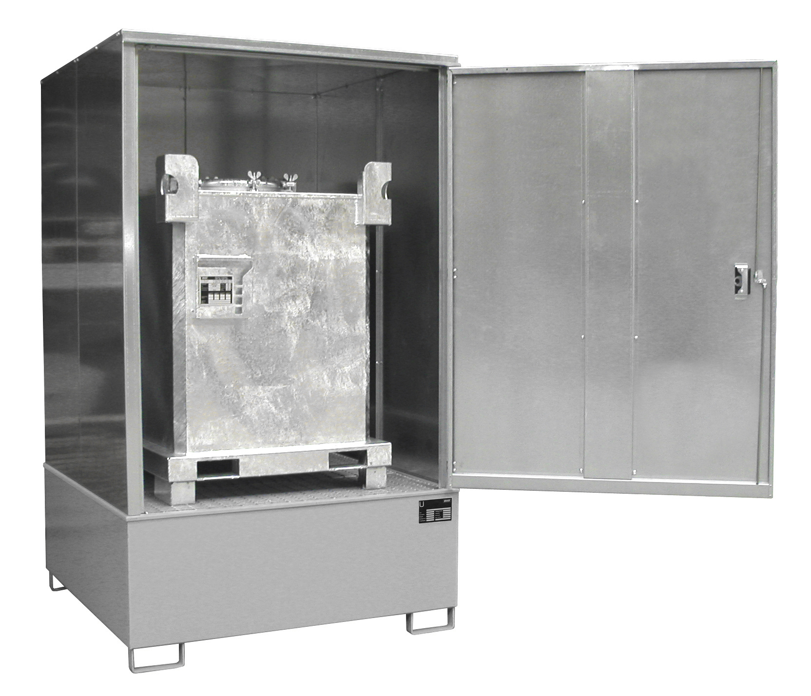 1 - Gefahrstoff-Depots  Gefahrstoff-Schrank GS-4, 1.000 l, lackiert, RAL 7005 Mausgrau