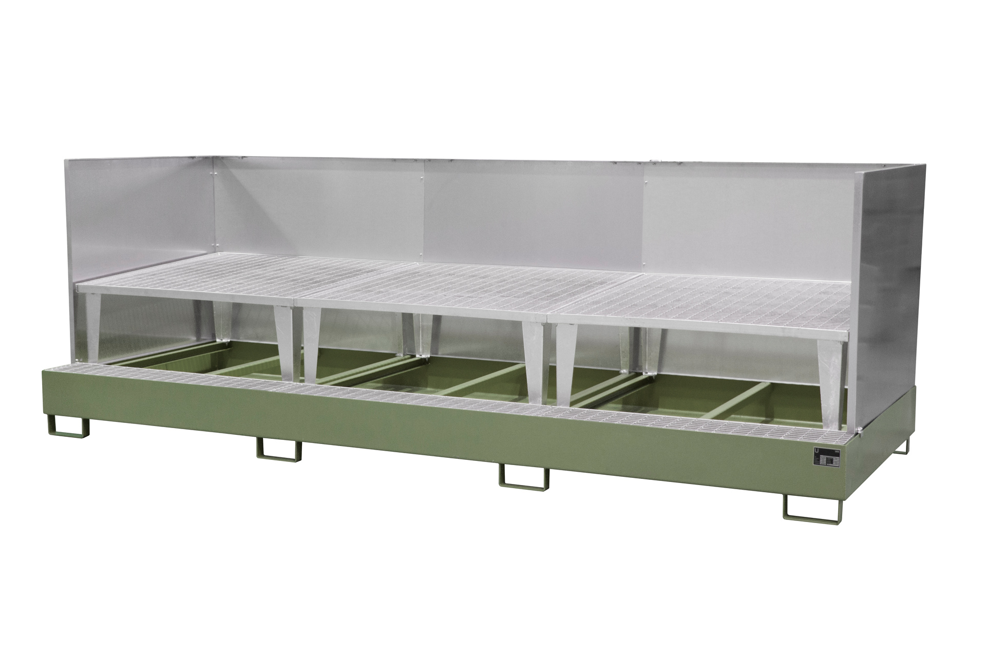 1 - Auffangwannen Auffangwanne AWA 1000-3/SW, 1.000 l, lackiert, RAL 6011 Resedagrün
