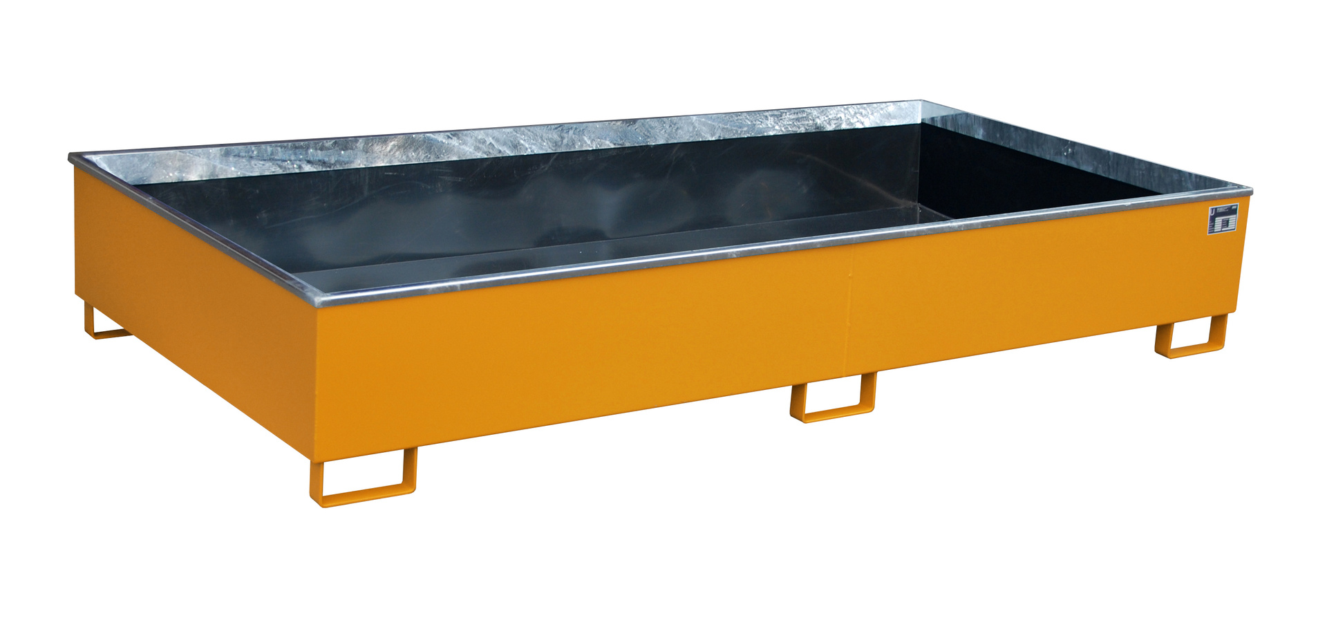 1 - Regalwannen  Regalwanne mit PE-Einsatz Regalwanne RW 2700-3 PE, 1.000 l, lackiert, RAL 2000 Gelborange