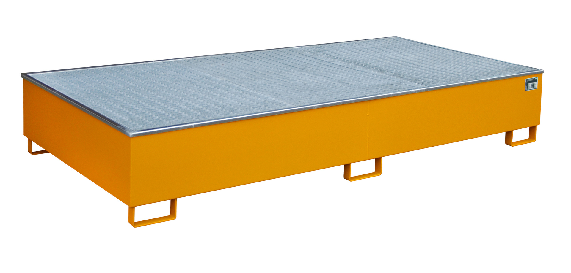 1 - Regalwannen  Regalwanne mit PE-Einsatz Regalwanne RW-GR 2700-3 PE, 1.000 l, lackiert, RAL 2000 Gelborange