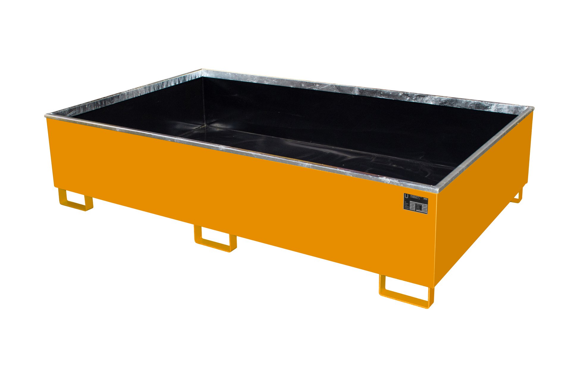 1 - Regalwannen  Regalwanne mit PE-Einsatz Regalwanne RW 2200-2 PE, 1.000 l, lackiert, RAL 2000 Gelborange