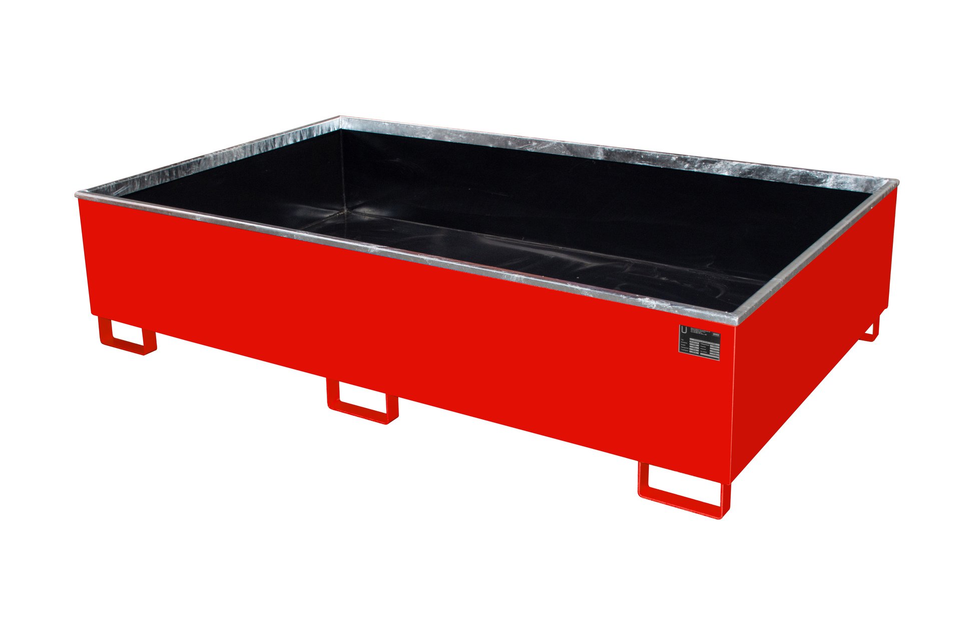 1 - Regalwannen  Regalwanne mit PE-Einsatz Regalwanne RW 2200-2 PE, 1.000 l, lackiert, RAL 3000 Feuerrot