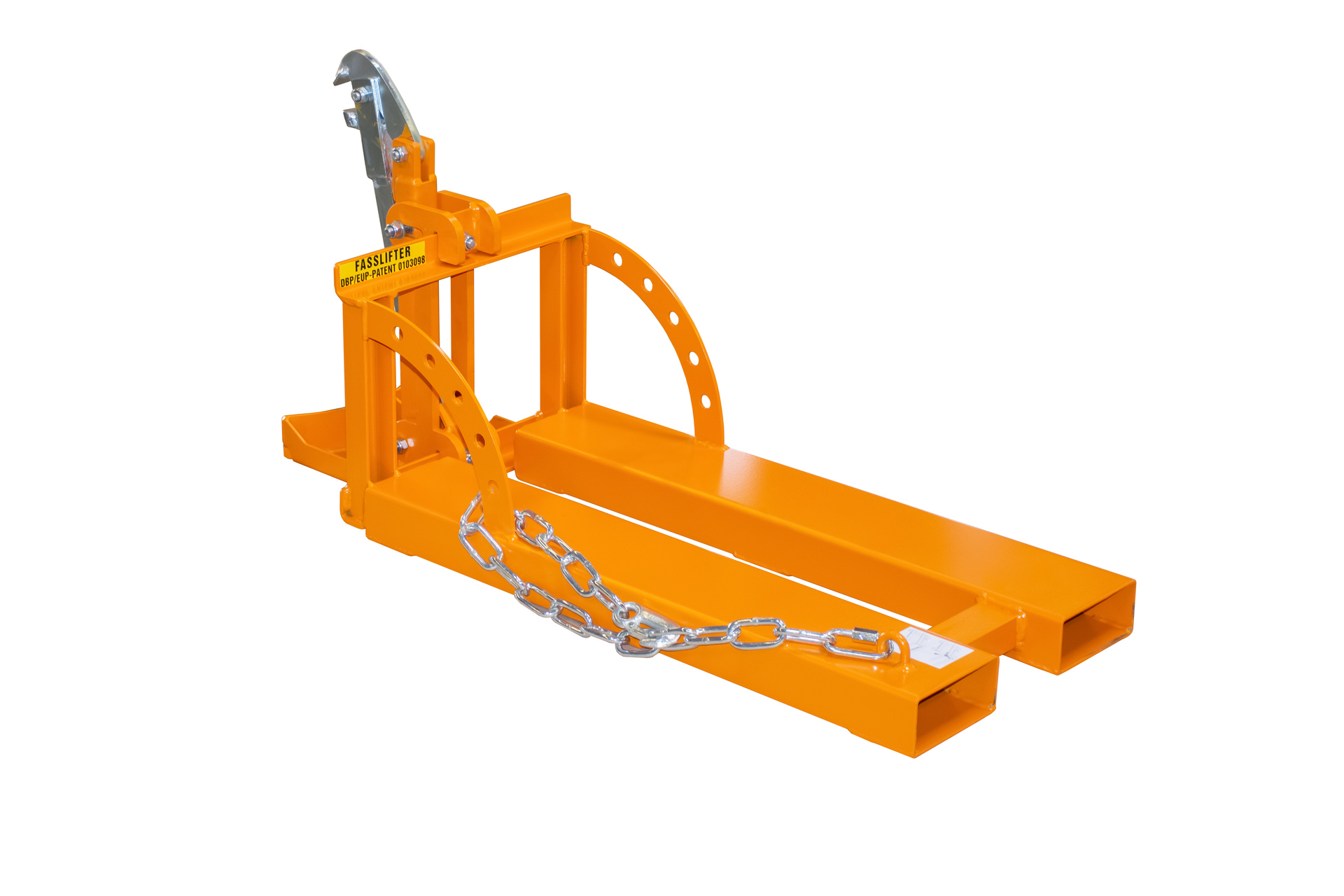 1 - Fass-Handling für Stapler-Anbaugeräte  Fasslifter RS 60-I, lackiert, RAL 2000 Gelborange