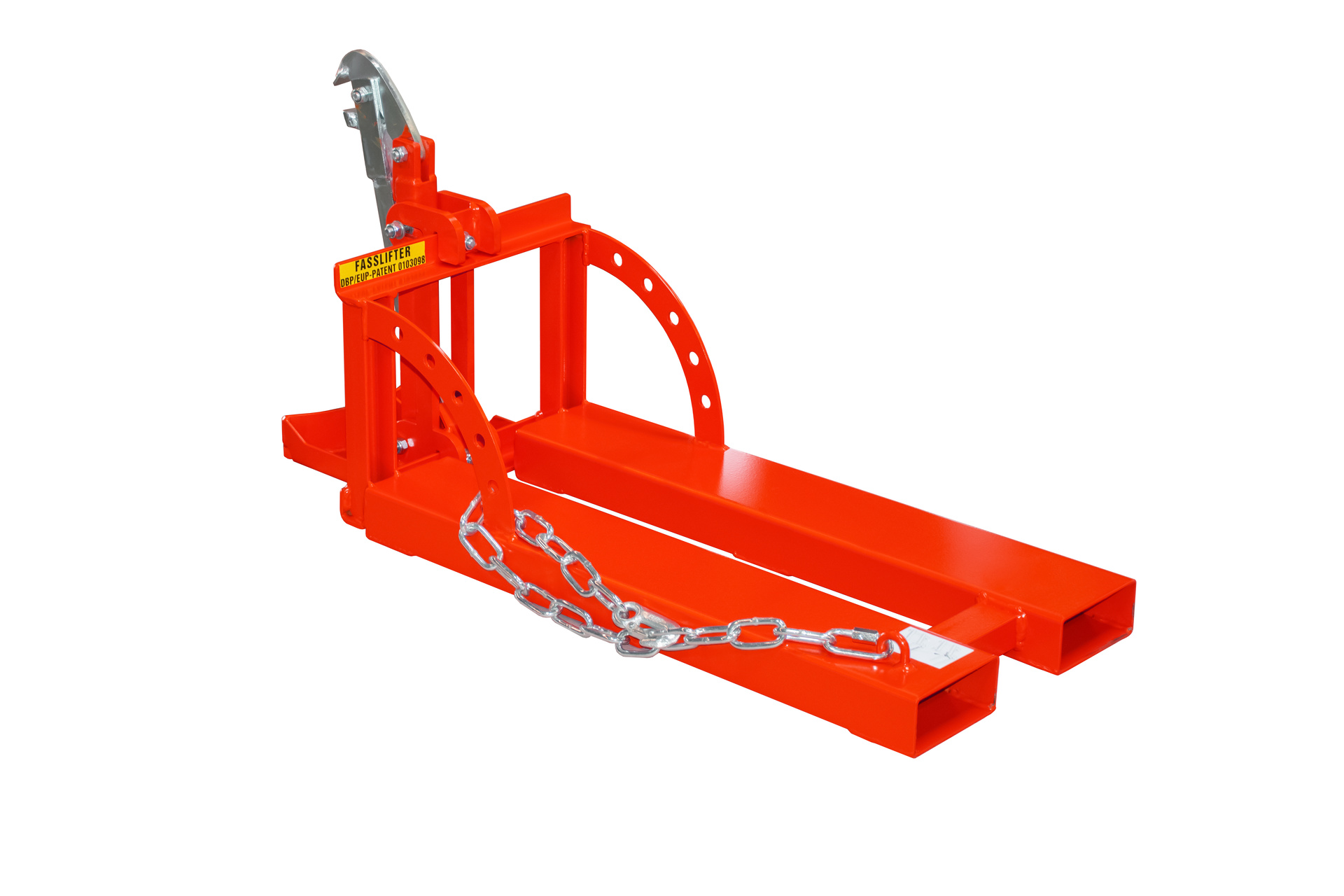 1 - Fass-Handling für Stapler-Anbaugeräte  Fasslifter RS 60-I, lackiert, RAL 3000 Feuerrot