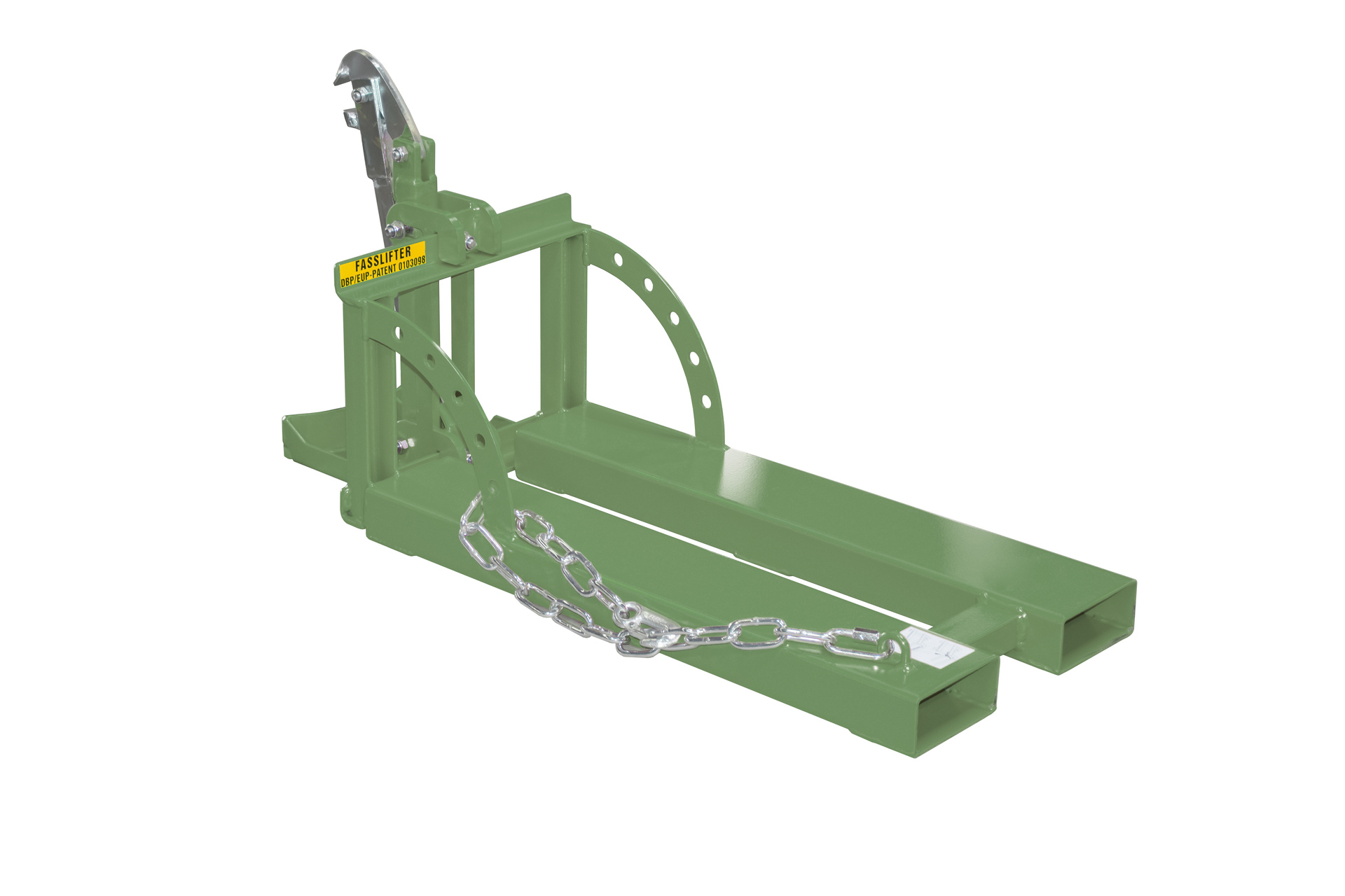 1 - Fass-Handling für Stapler-Anbaugeräte  Fasslifter RS 60-I, lackiert, RAL 6011 Resedagrün