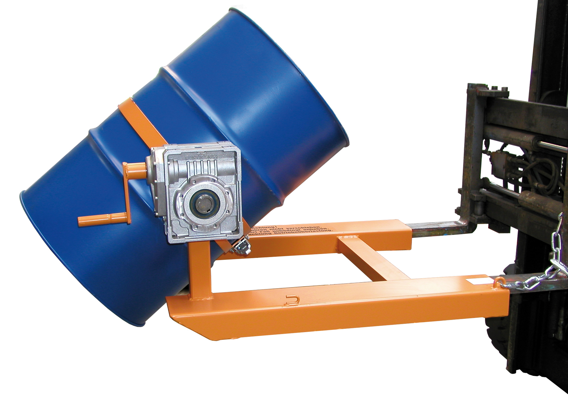 1 - Fass-Handling für Stapler-Anbaugeräte  Fasskipper FD-HK, lackiert, RAL 2000 Gelborange