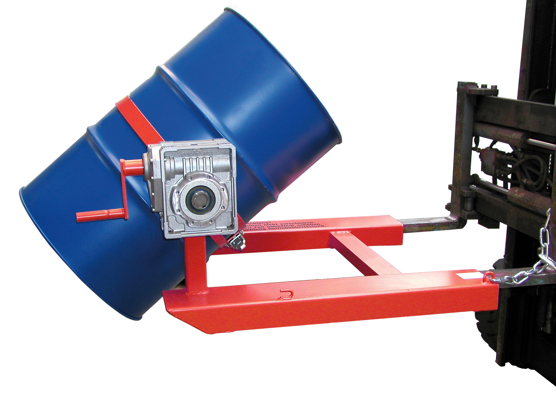 1 - Fass-Handling für Stapler-Anbaugeräte Fasskipper FD-HK, lackiert, RAL 3000 Feuerrot