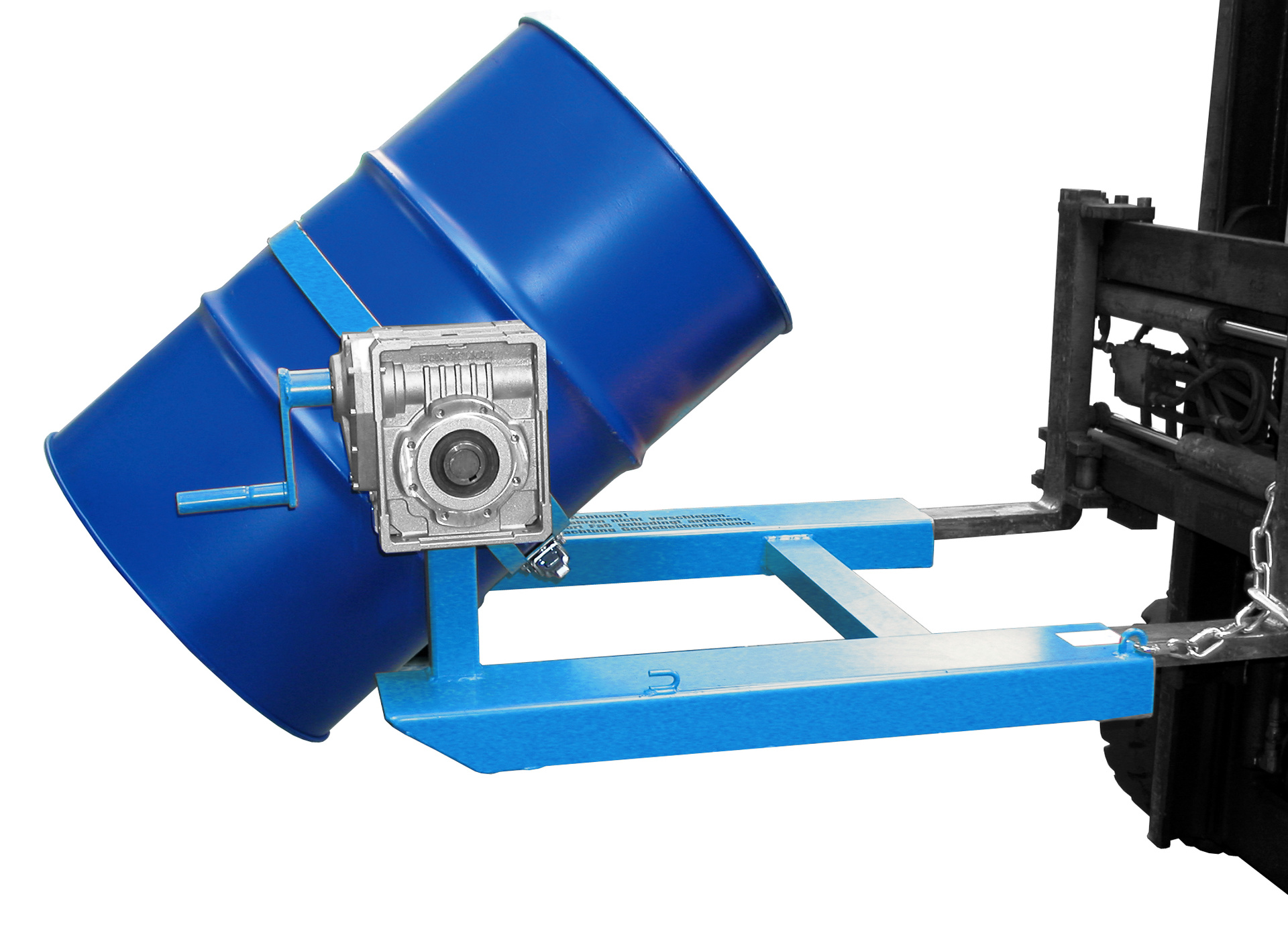 1 - Fass-Handling für Stapler-Anbaugeräte Fasskipper FD-HK, lackiert, RAL 5012 Lichtblau