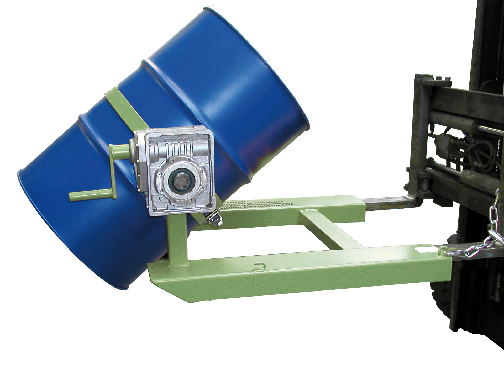 1 - Fass-Handling für Stapler-Anbaugeräte Fasskipper FD-HK, lackiert, RAL 6011 Resedagrün