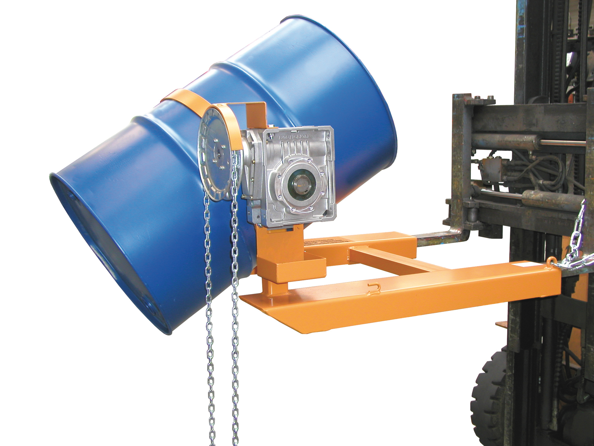 1 - Fass-Handling für Stapler-Anbaugeräte Fasskipper FD-K, lackiert, RAL 2000 Gelborange