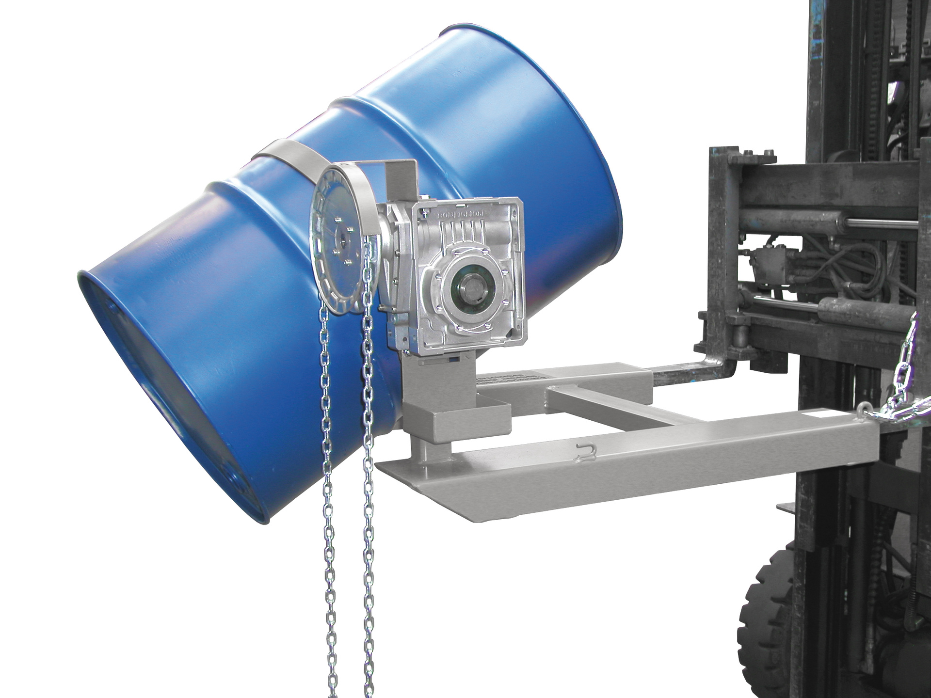 1 - Fass-Handling für Stapler-Anbaugeräte Fasskipper FD-K, lackiert, RAL 7005 Mausgrau