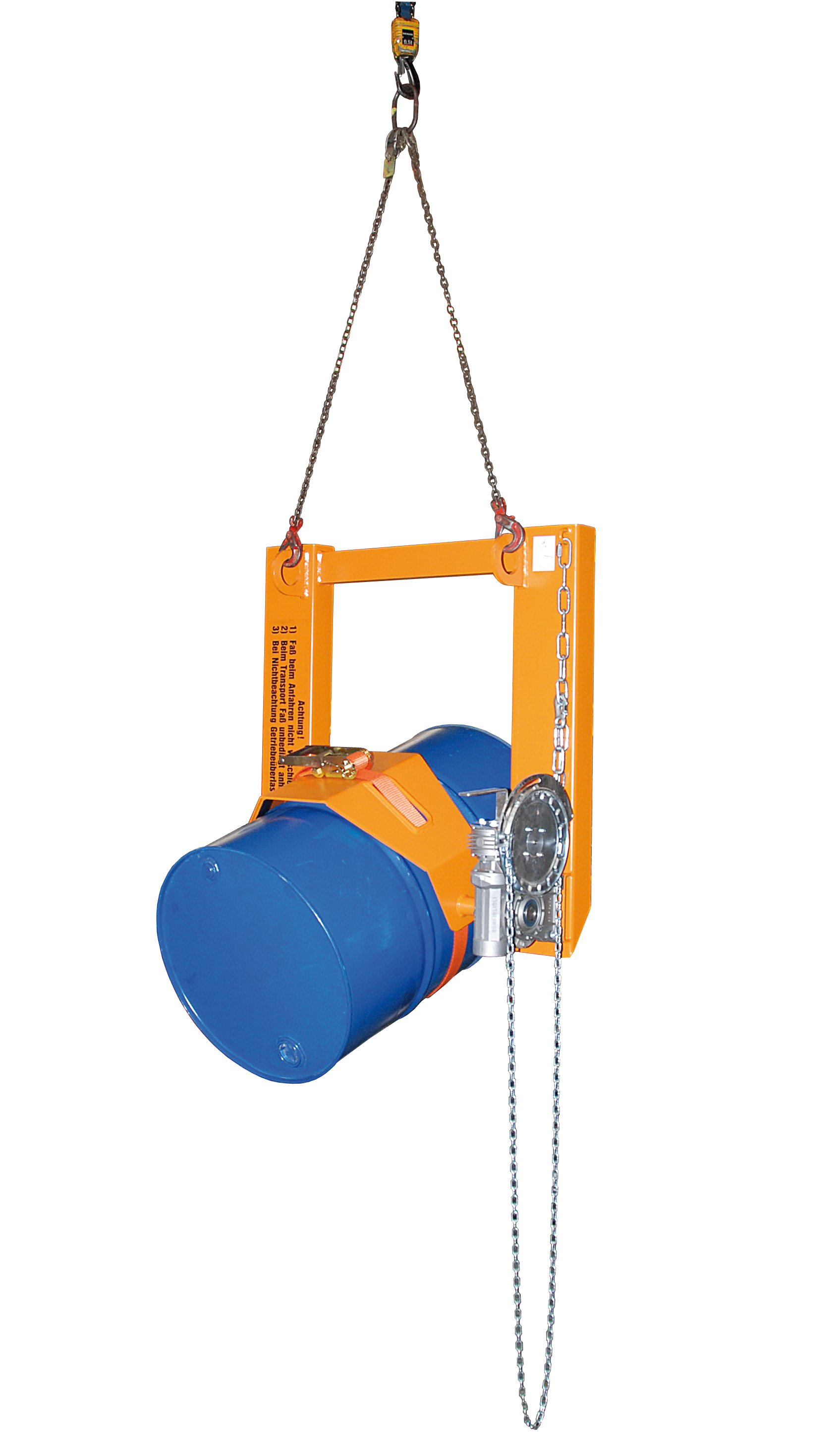 1 - Fass-Handling für Stapler-Anbaugeräte  Fasskipper FLEX-K, lackiert, RAL 2000 Gelborange