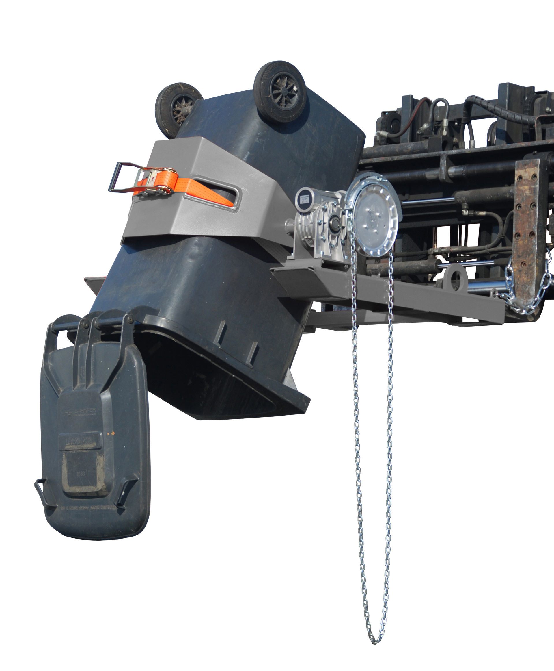 Fass-Handling für Stapler-Anbaugeräte Fasskipper FLEX-K, lackiert, RAL 7005 Mausgrau