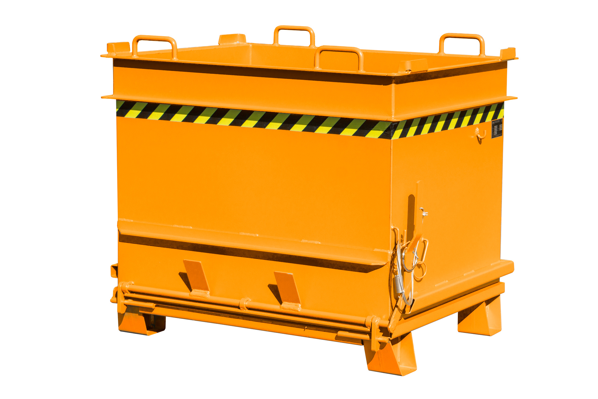 1 - Container  Baustoffcontainer BC 1000 (Steinklammer-Entriegelung), 1 m³, lackiert, RAL 2000 Gelborange