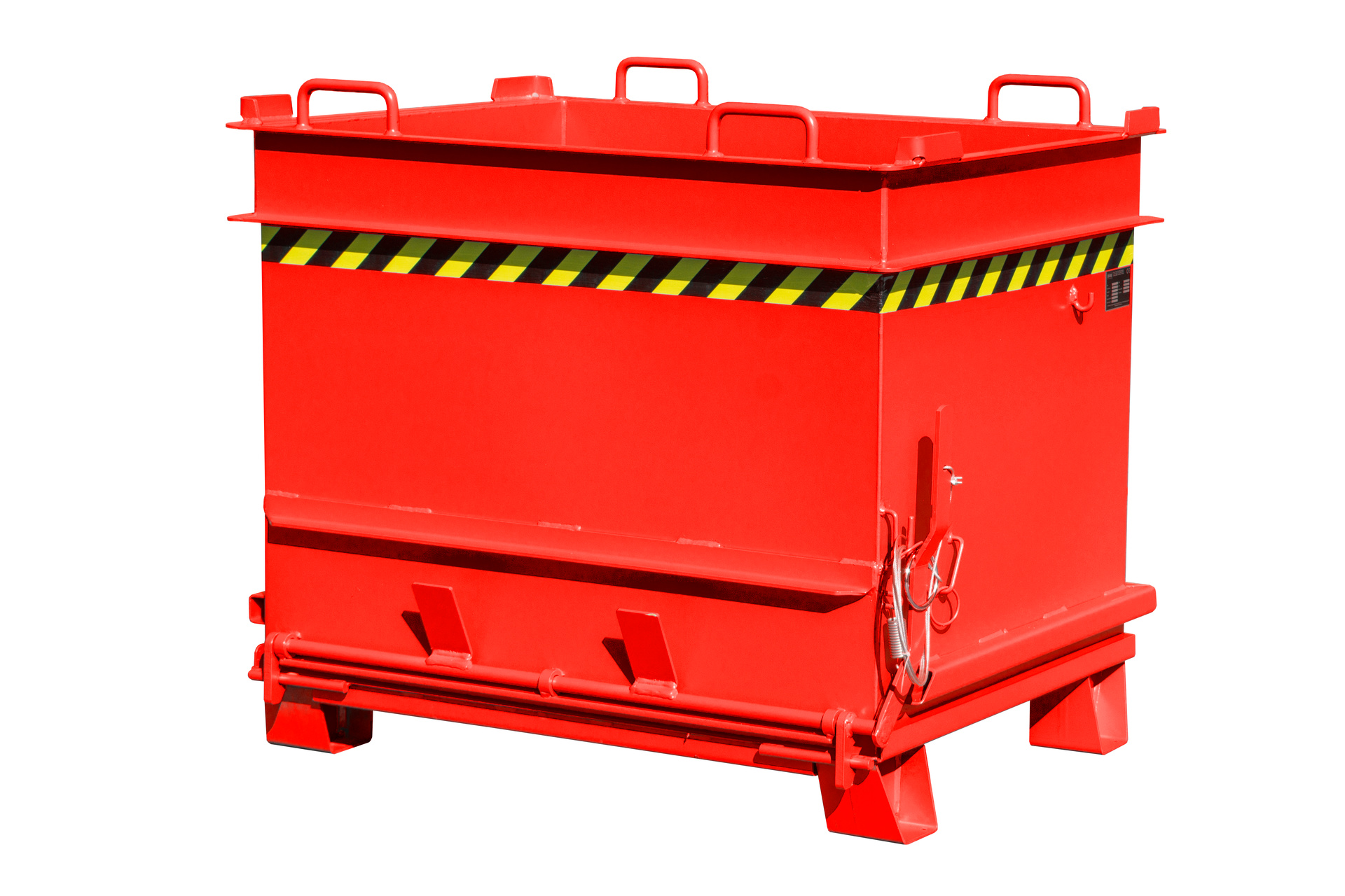 1 - Container  Baustoffcontainer BC 1000 (Steinklammer-Entriegelung), 1 m³, lackiert, RAL 3000 Feuerrot