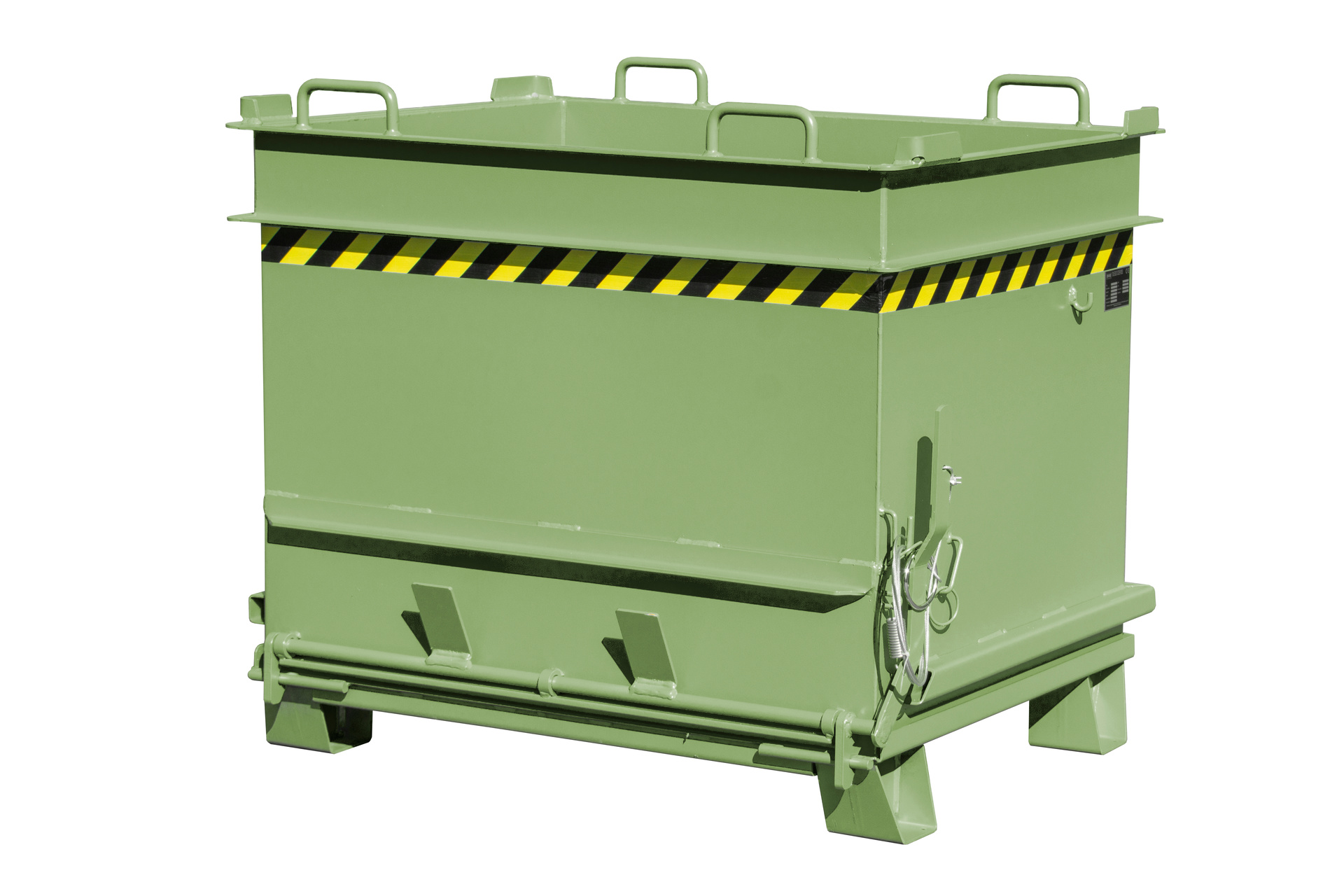1 - Container Baustoffcontainer BC 1000 (Steinklammer-Entriegelung), 1 m³, lackiert, RAL 6011 Resedagrün