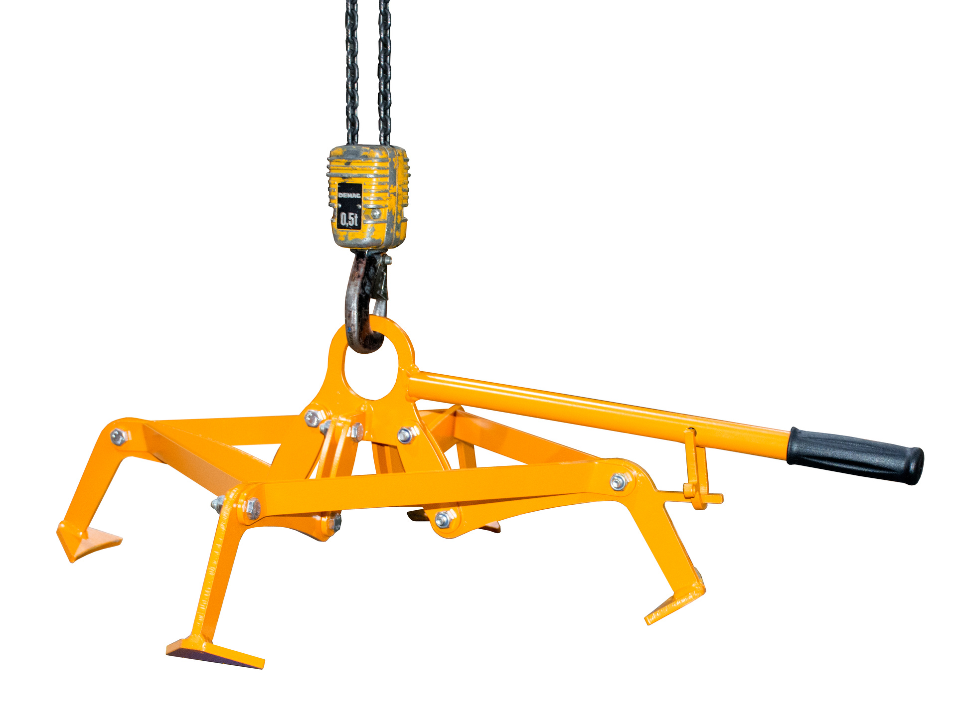 1 - Fass-Handling für Stapler-Anbaugeräte  Fassgreifer 4P-D220, lackiert, RAL 2000 Gelborange