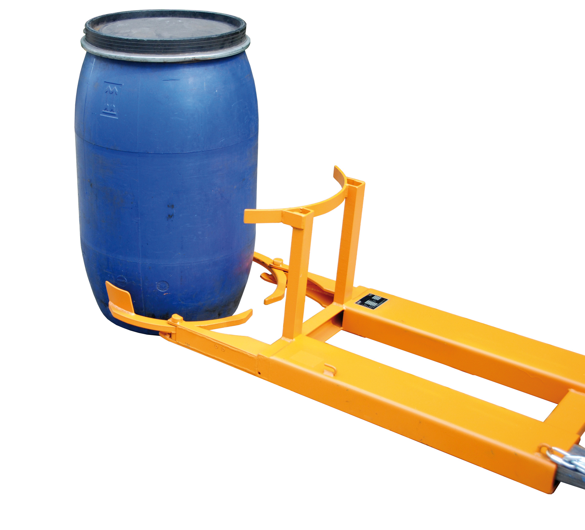 1 - Fass-Handling für Stapler-Anbaugeräte  Fassheber FH-I 220, lackiert, RAL 2000 Gelborange