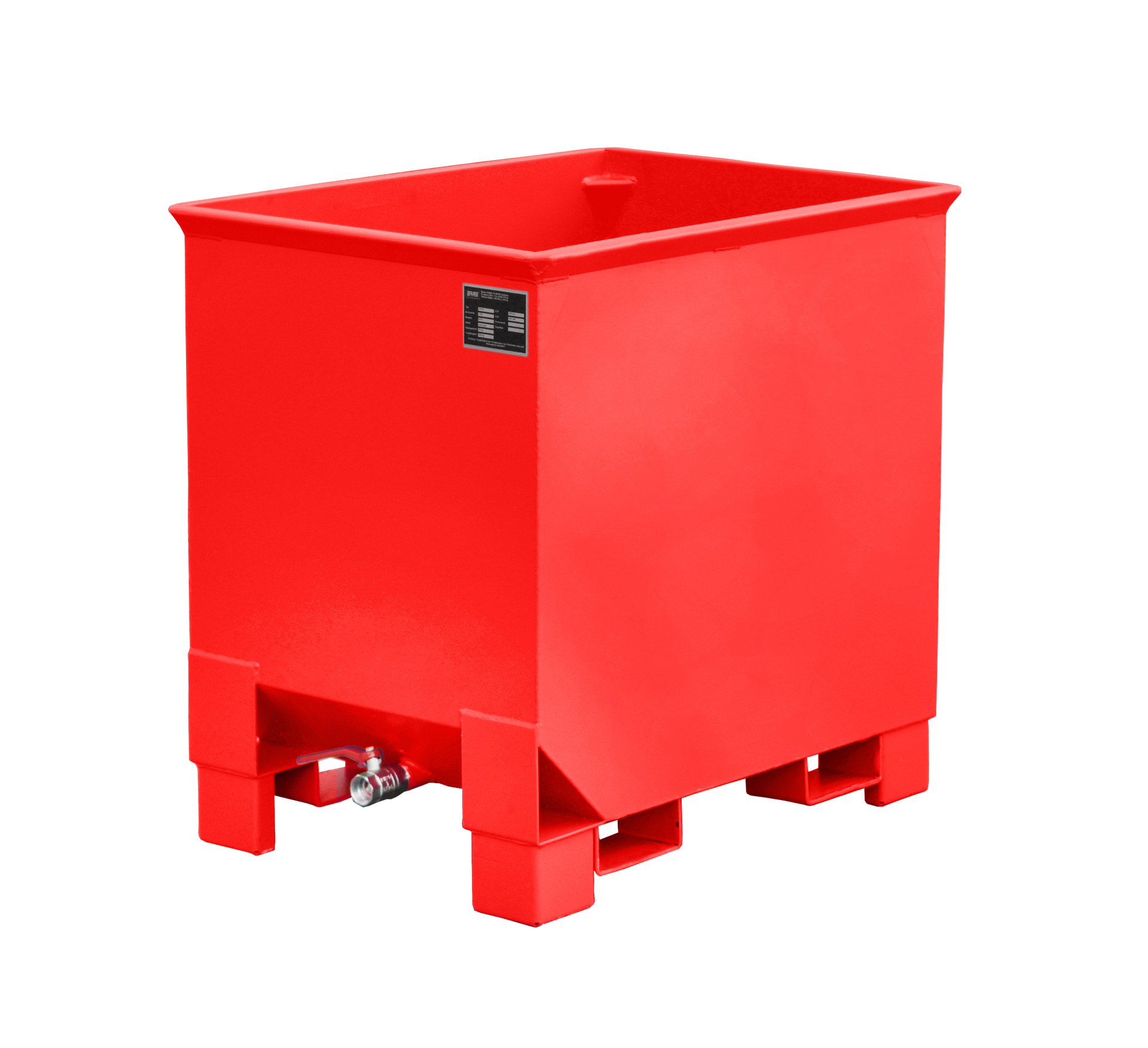 1 - Behälter  Spänekasten CS 30, 0,30 m³, lackiert, RAL 3000 Feuerrot