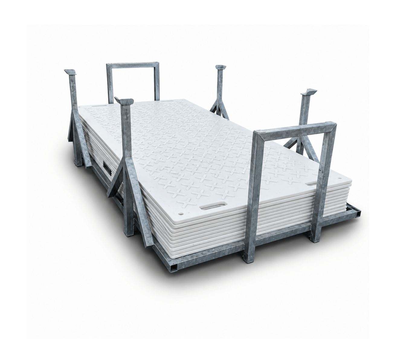 1 - Fahrplatten Fahrplattenset Professional UV - 2.400 x 1.200 x 19 mm - 26 Stück - 74,9 m² - inkl. Klammern - belastbar bis 90 t - weiß