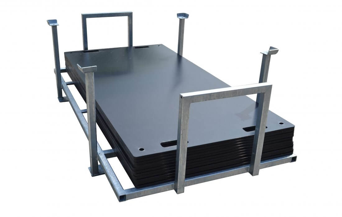 Fahrplatten Fahrplattenset Performance - 2.000 x 1.000 x 15 mm - 20 Stück - 40,0 m² - inkl. Klammern - belastbar bis 80 t - schwarz