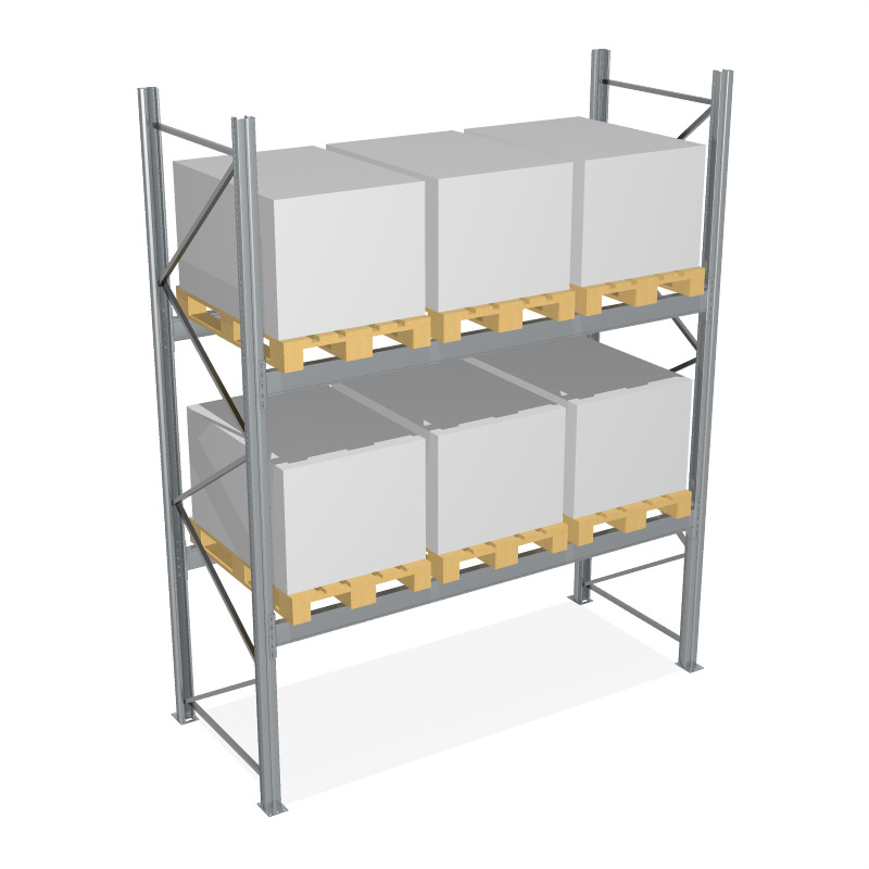 1 - Palettenregale Palettenregal P90+ Grundfeld 3500 x 2700 x 1100 mm, 2 Ebenen, 1000 kg pro Palette