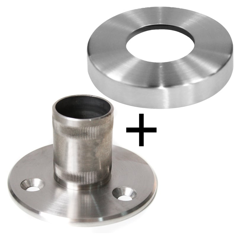 1 - Handlauf 42,4x2mm Basis des Pfostens und Abdeckung 42,4x2mm AISI 304 SATINIERT