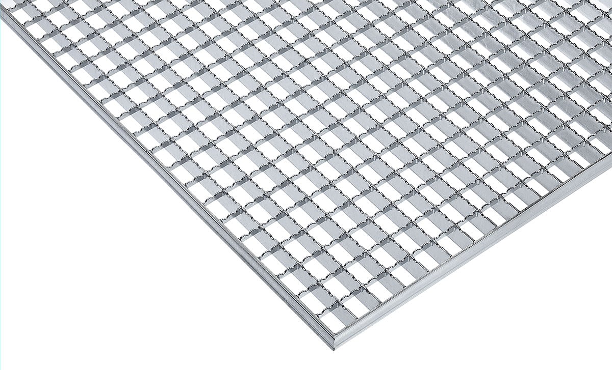 1 - Pressroste Pressroste, Stahl S235JR, Maschenweite 30 x 30, verzinkt, rutschhemmend, Trag- u. Füllstäbe gekerbt (R12) XP 30 x 2 / 33 x 33 (TS) 800mm x (QS) 1000mm