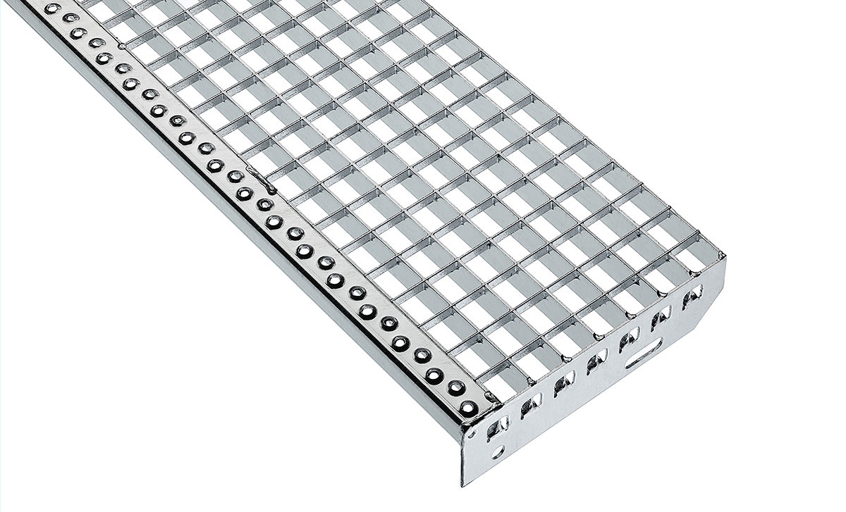 1 - Pressrost-Stufen Pressrost-Stufen, Stahl S235JR, Maschenweite 30 x 30, verzinkt  PR 30 x 2 / 33 x 33 (TS) 1000mm x (QS) 305mm